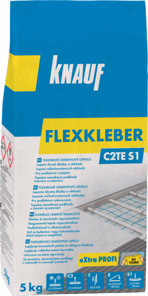 Knauf FLEXKLEBER C2TE S1 – elastischer, frostbeständiger Zementkleber für innen und außen