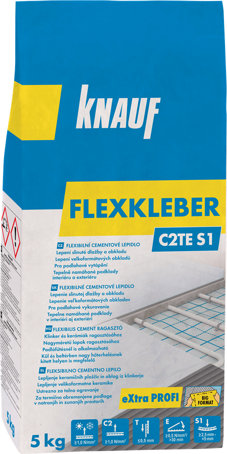 Knauf FLEXKLEBER C2TE S1 – elastischer, frostbeständiger Zementkleber für innen und außen