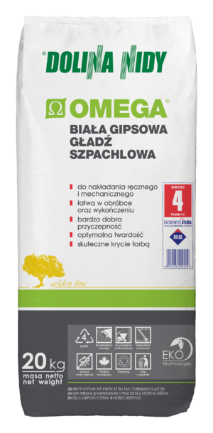 DOLINA NIDY OMEGA – Weißer Gipsspachtel für glatte Innenflächen | 10 kg / 20 kg