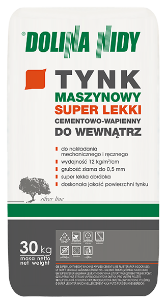 DOLINA NIDY – Superleichter maschineller Zement-Kalk-Putz für Innenräume (5–30 mm) | 30 kg