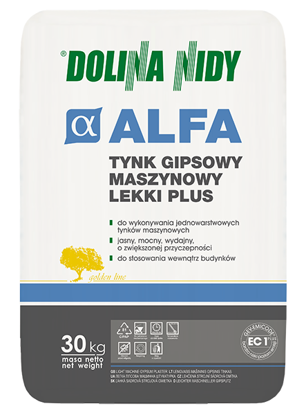 DOLINA NIDY ALFA – Leichter maschineller Gipsputz Plus | 30 kg