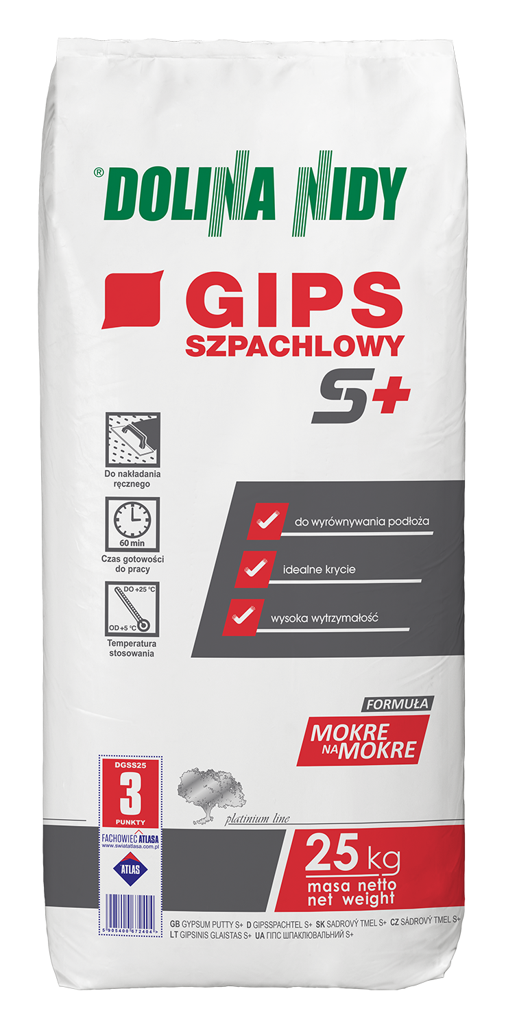 DOLINA NIDY SPACHTELGIPS S+ – Gipsspachtel zum Ausgleichen und Reparieren | 2 kg / 15 kg / 25 kg