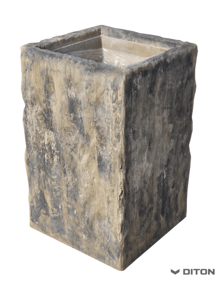 DITON Pflanzgefäße in Natur-Patina-Optik – Beton-Pflanzgefäße in Holzoptik