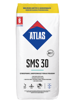 ATLAS SMS 30 – Schnell erhärtende selbstnivellierende Spachtelmasse 3–30 mm | 25 kg