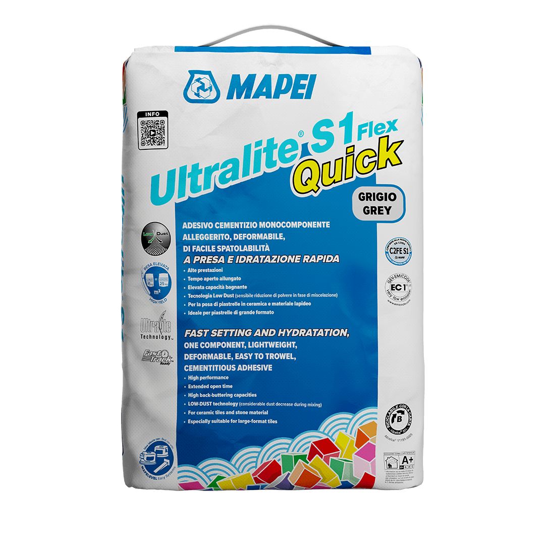 MAPEI ULTRALITE S1 FLEX QUICK – Schnell erhärtender, verformbarer Leichtverlegemörtel – 15 kg