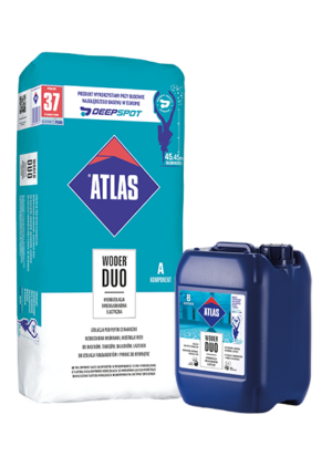 ATLAS WODER DUO – Zweikomponenten-Hydroisolierung (2–3 mm) | Set 16 kg (A 12 kg + B 4 kg)