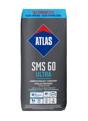 ATLAS SMS 60 ULTRA – Selbstverlaufende zementäre Ausgleichsmasse mit Gel-Technologie, 3–60 mm | 25 kg