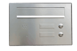 KB-BLOK Briefkasten PSD-200 – Einbaubriefkasten mit 2 Klingeln, 2 Namensschildern und Vorbereitung für Sprechanlage