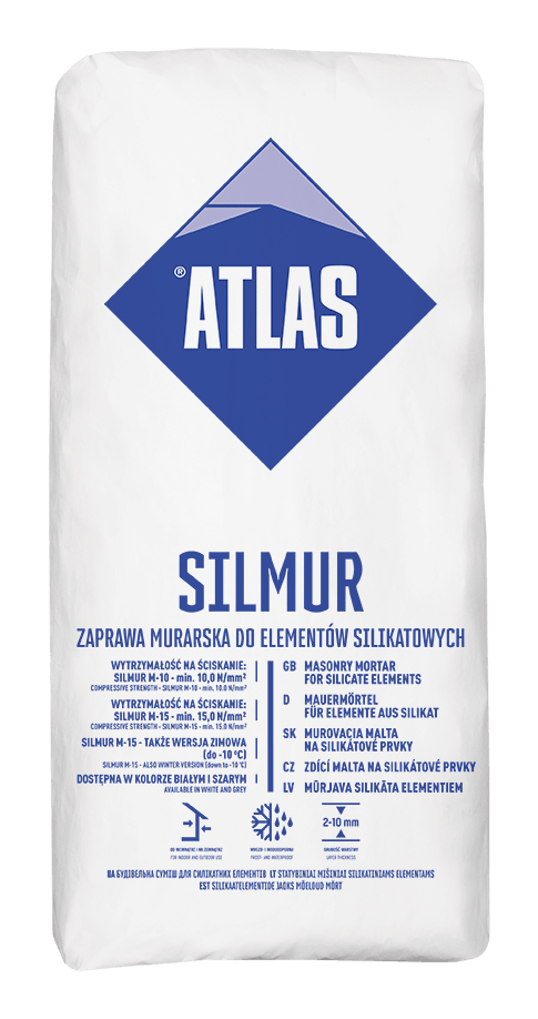 ATLAS SILMUR M-15 – Dünnschicht-Mauermörtel für Silikat-Mauerwerk, Weiß