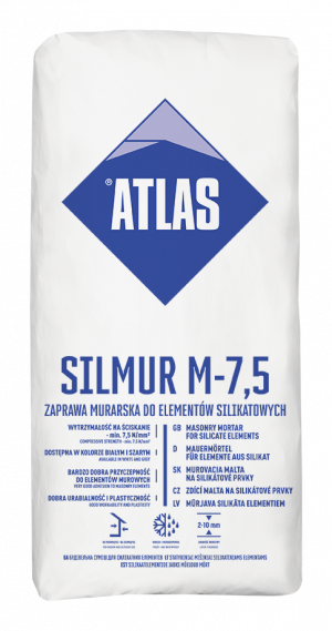 ATLAS SILMUR M-7,5 – Dünnschicht-Mauermörtel für Silikat- und Porenbeton, Weiß