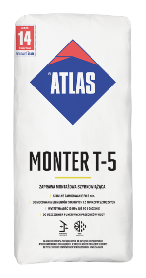 ATLAS MONTER T-5 – Schnellbindender Montagemörtel (2–25 mm) | 25 kg