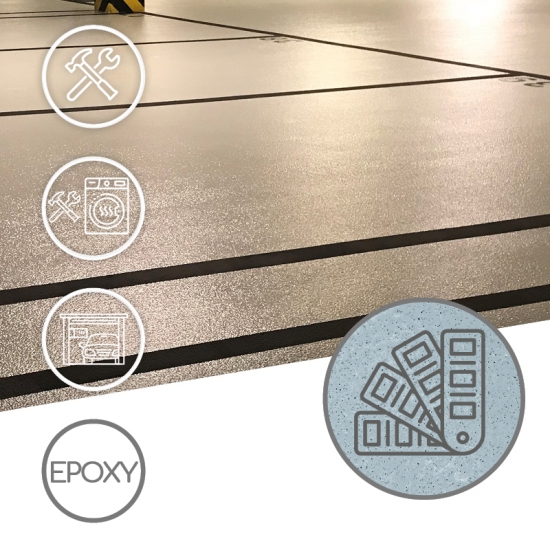 TECHNIArt rutschhemmendes Epoxid-Bodensystem mit Quarzsand für Garagen, Hallen und Tiefgaragen