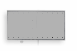 KB-BLOK Edelstahl-Revisionsklappe 605 × 1205 mm – mit Lüftungsöffnungen für Gaszähler