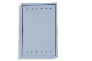 KB-BLOK Edelstahl-Revisionsklappe 405 × 605 mm – mit Lüftungsöffnungen für Gaszähler