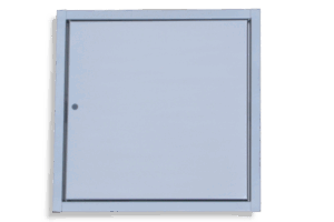 KB-BLOK Edelstahl-Revisionsklappe 405 × 405 mm – geschlossen für Elektro-/Versorgungszähler
