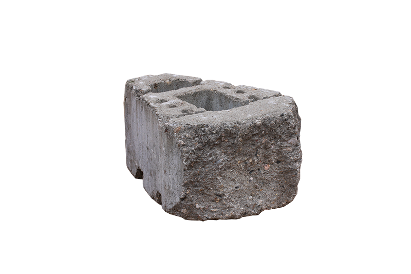 KB-BLOK GEOSTONE miniBENT 1/4 GRIND – gespaltener Viertel-Stützmauerstein mit plastischer GRIND-Sichtseite